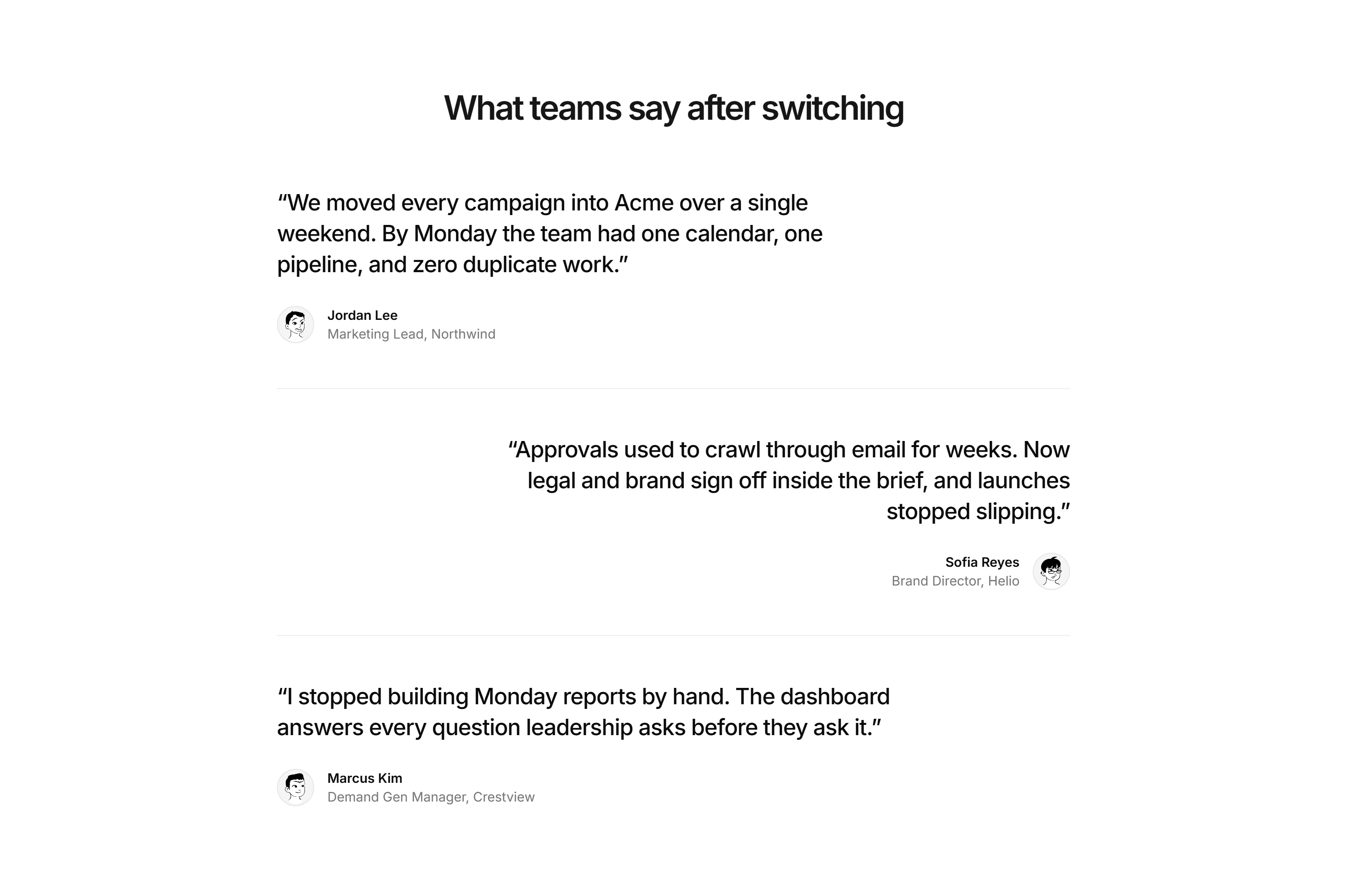 Marketing Pro Testimonial: Alternating Quotes