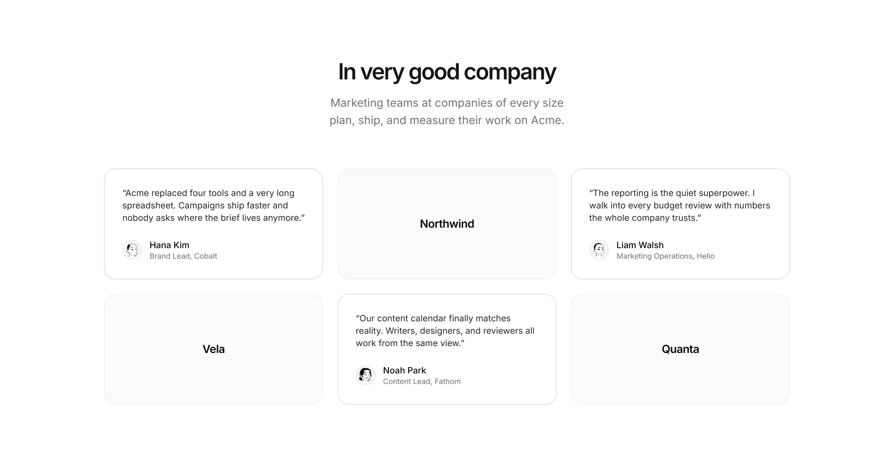Marketing Pro Testimonial: Logos And Quotes Grid