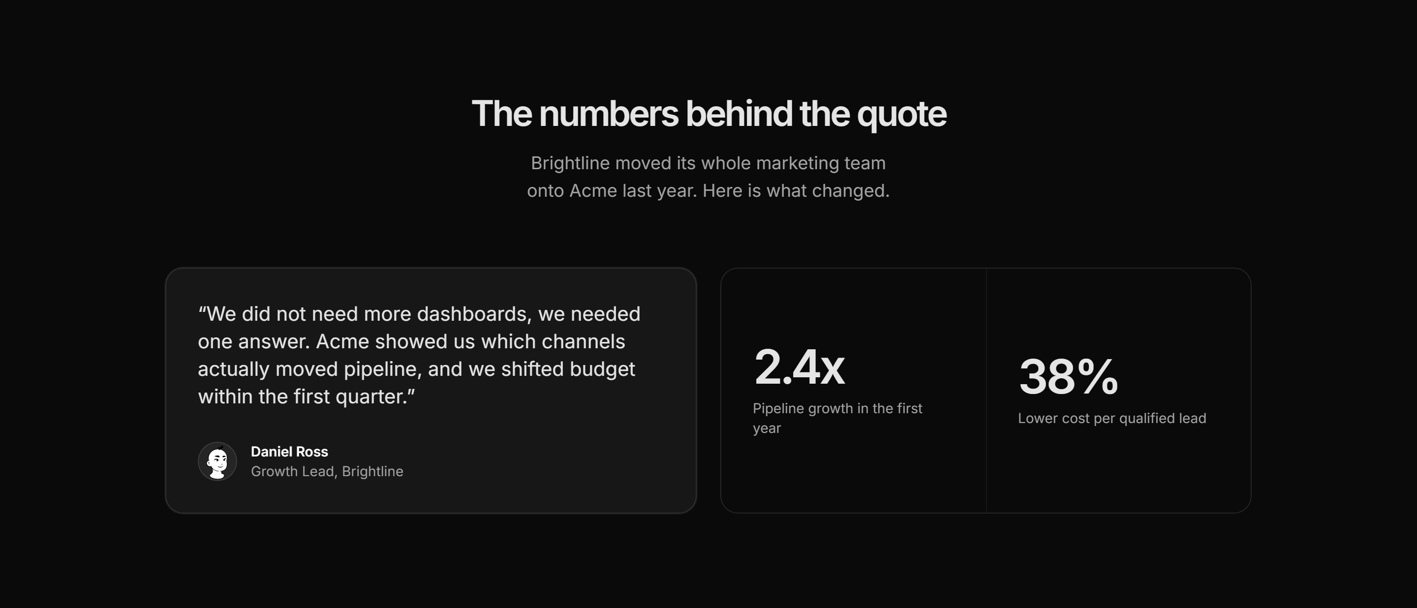 Marketing Pro Testimonial: Quote With Metrics