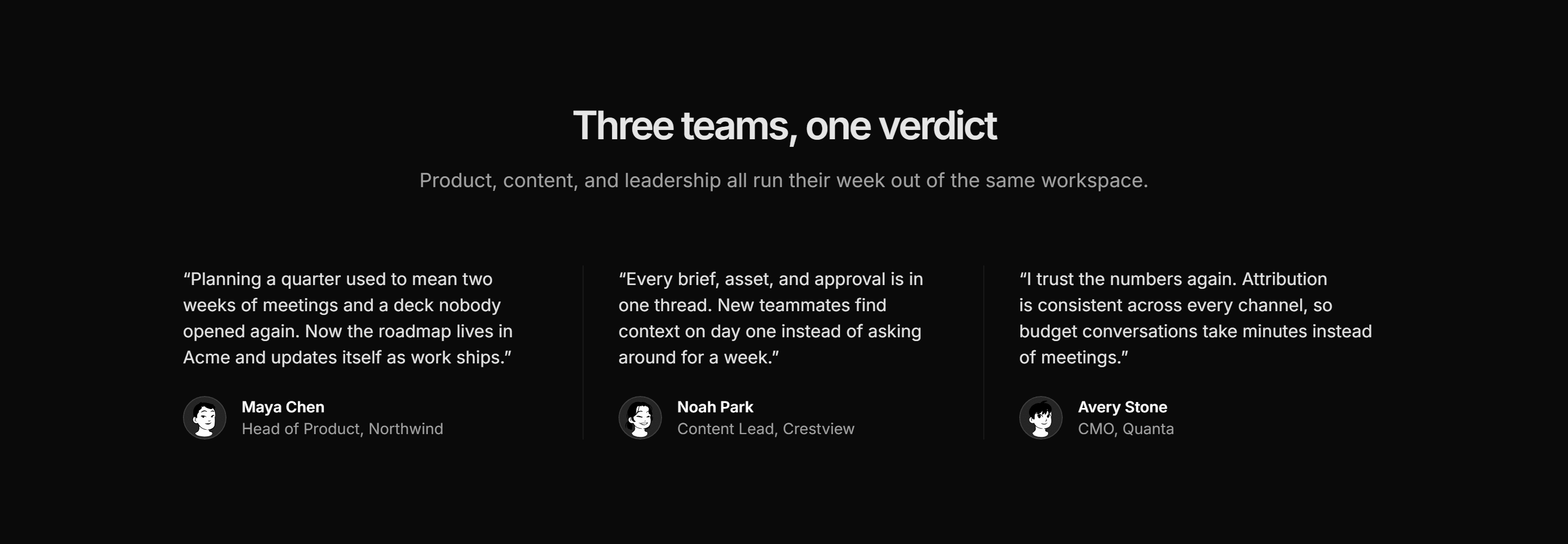 Marketing Pro Testimonial: Three Column Quotes