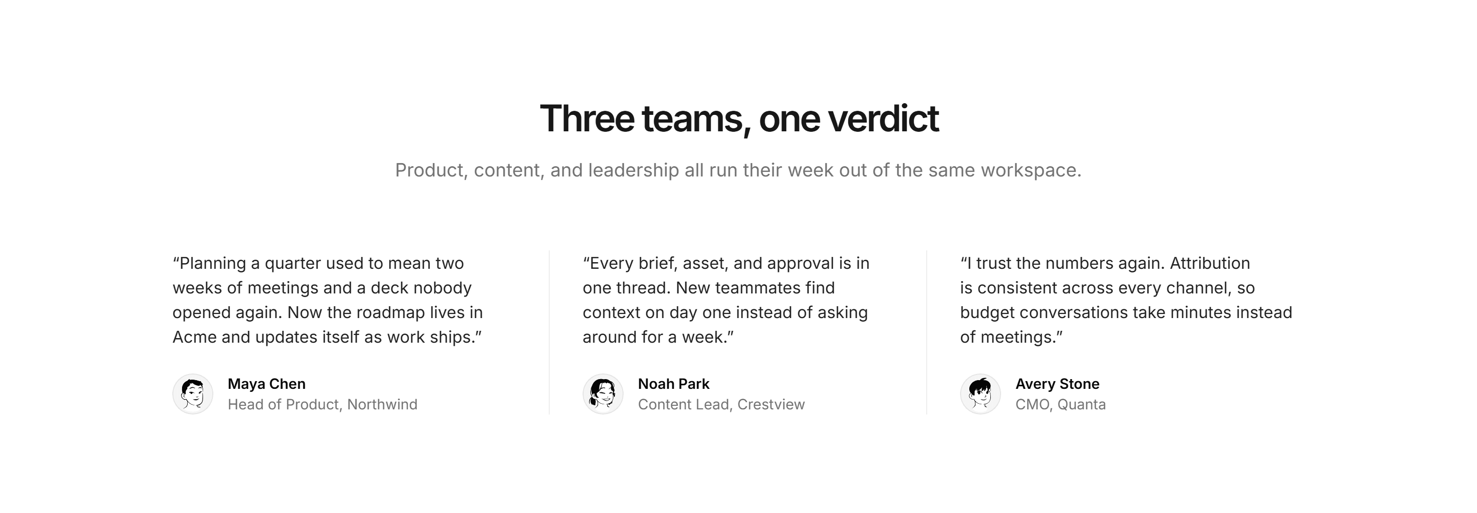 Marketing Pro Testimonial: Three Column Quotes