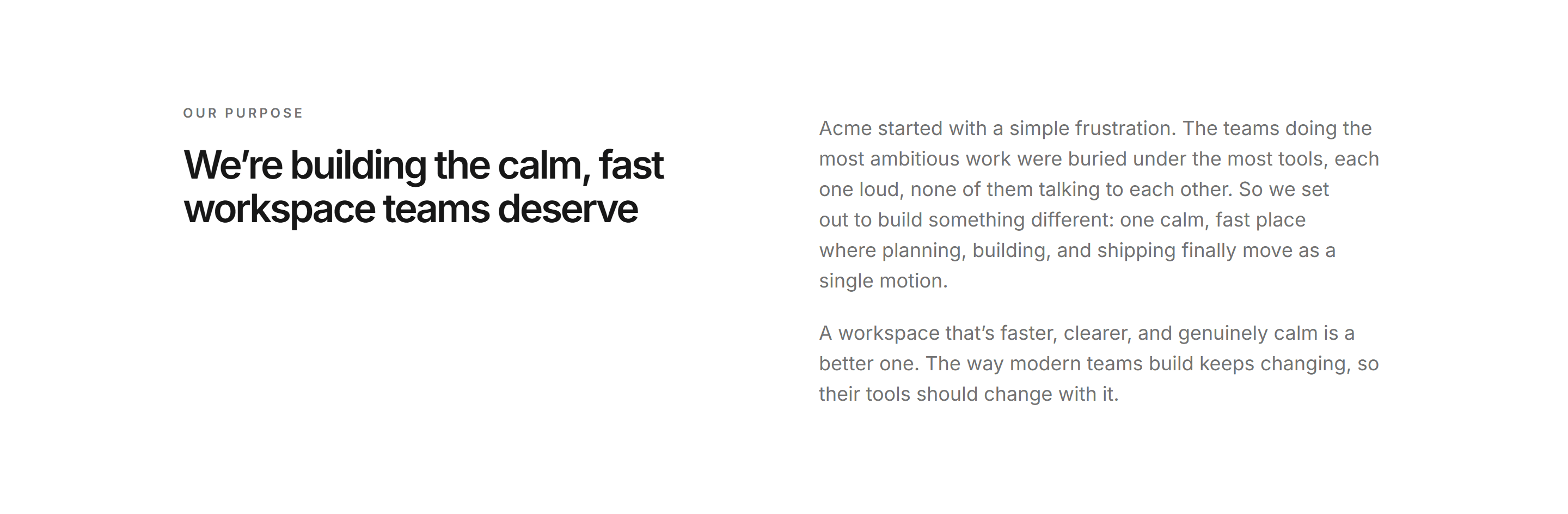 Modern SaaS About: Our Purpose