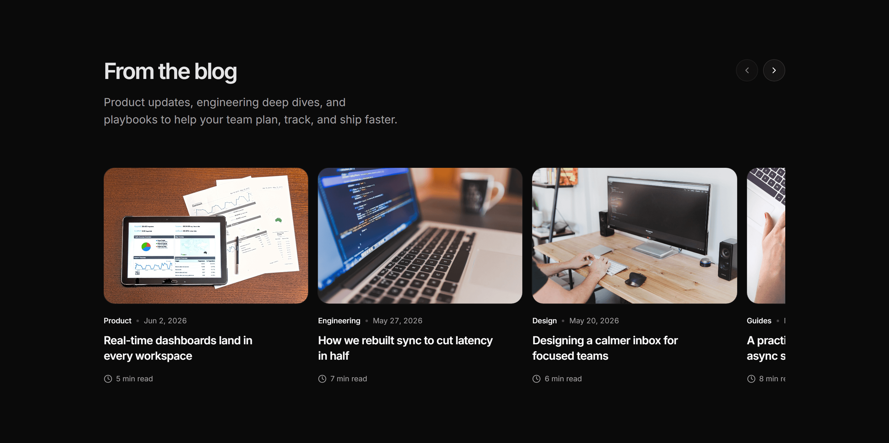 Modern SaaS Blog: Card Carousel