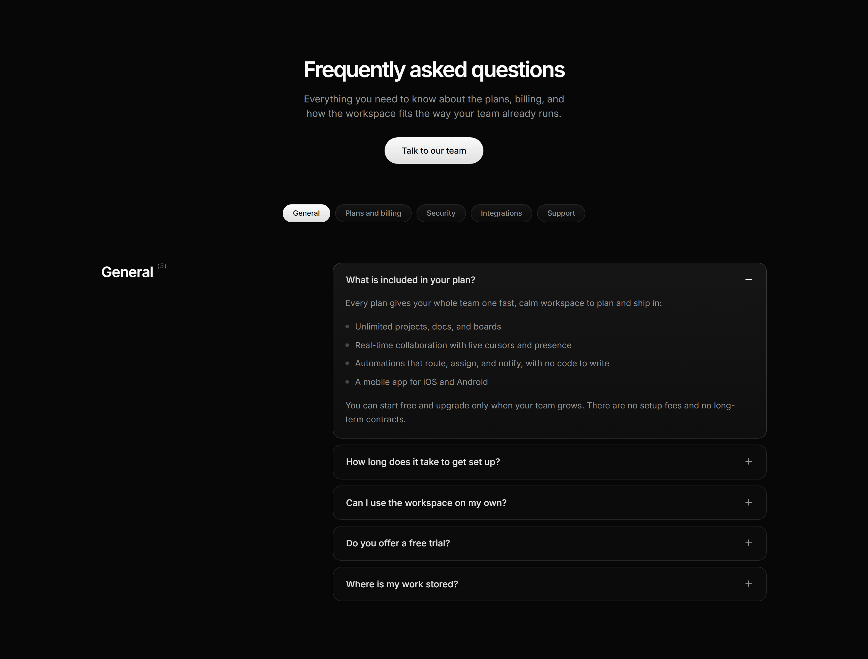 FAQs block