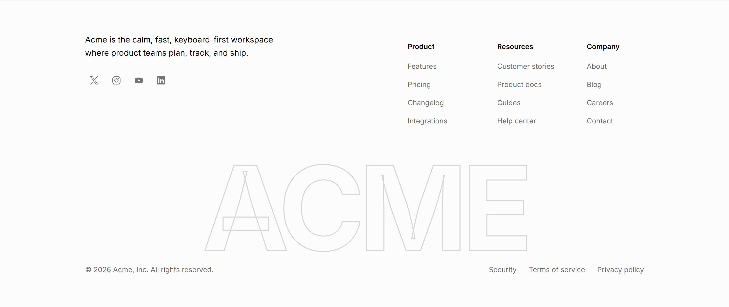 Modern SaaS Footer: Brand Watermark