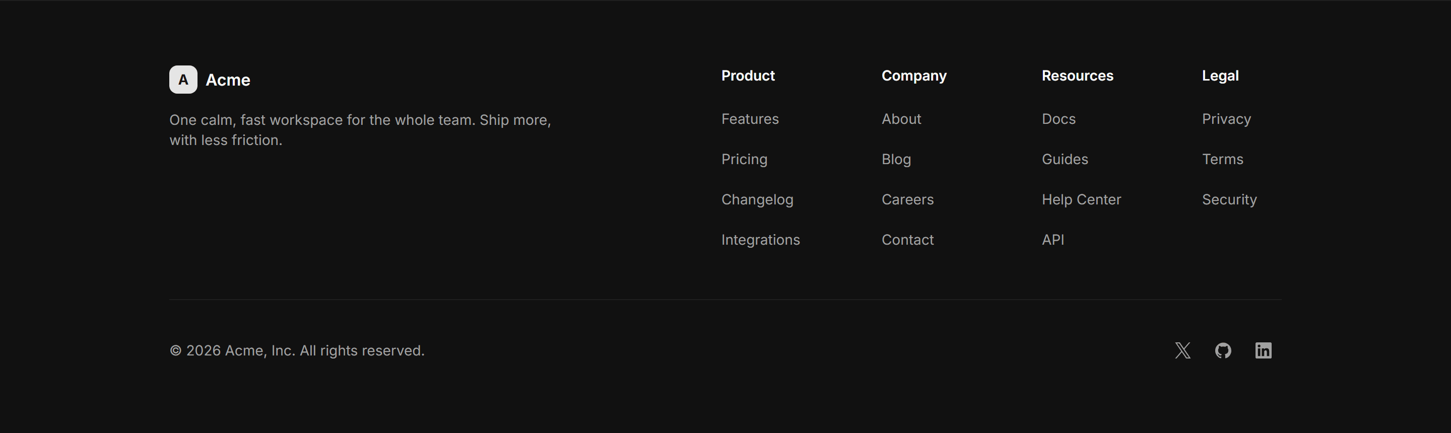 Modern SaaS Footer: Simple