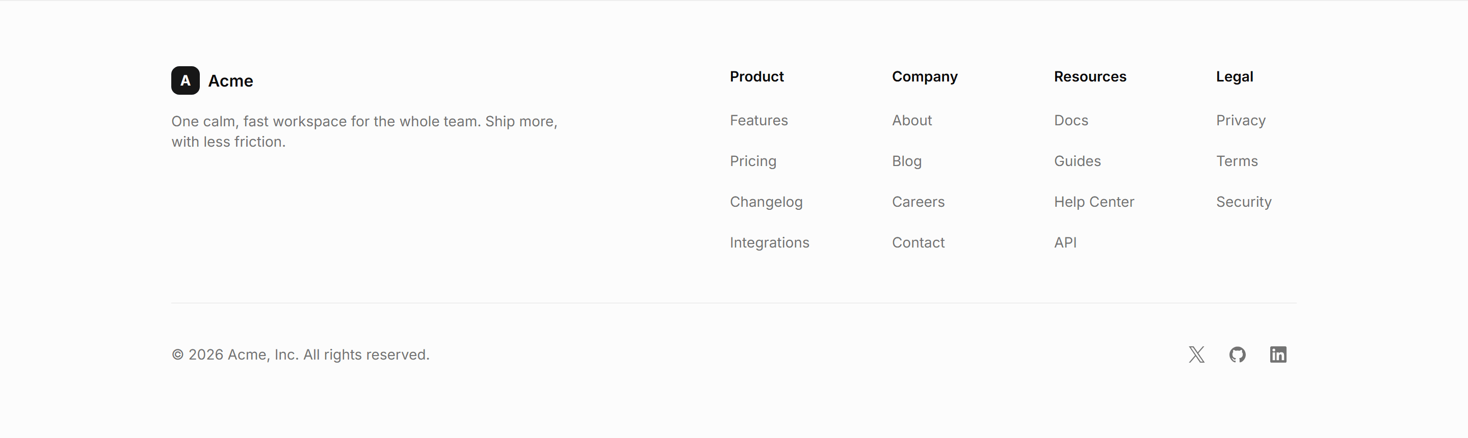 Modern SaaS Footer: Simple