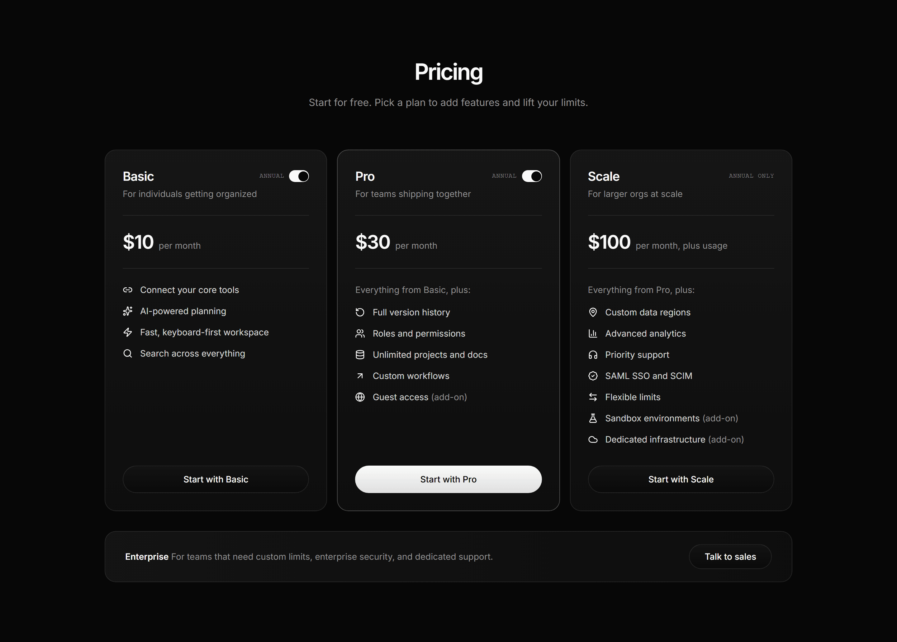 Pricing block